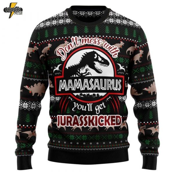 Dinosaur Mamasaurus Ugly Christmas Sweater