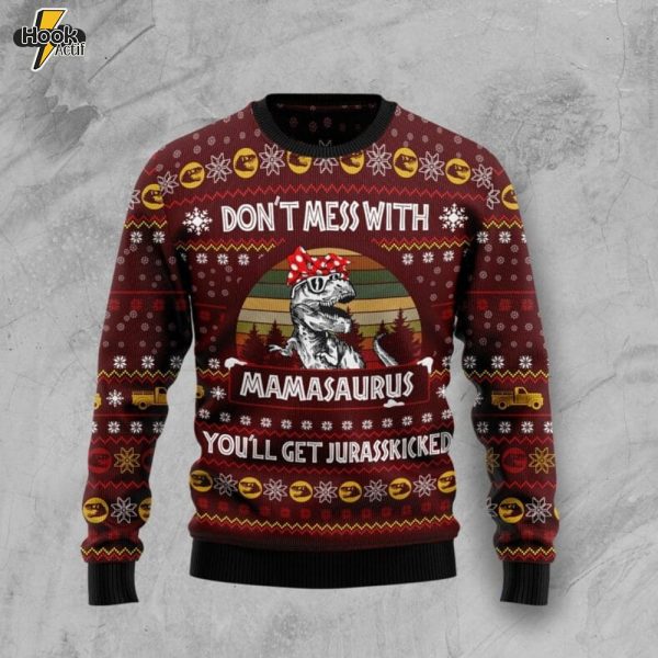 Dinosaur Mom Ugly Christmas Sweater