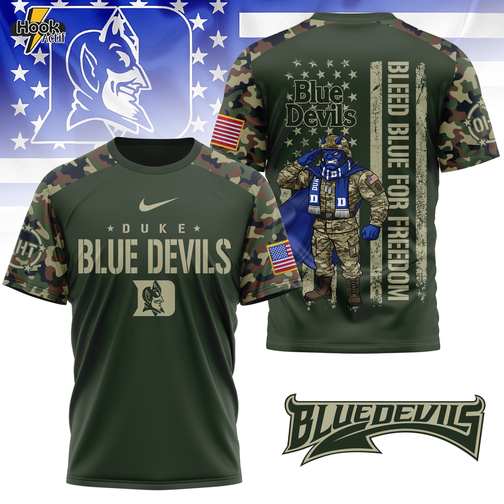 Duke Blue Devils Bleed Blue For Freedom 3D Tshirt Duke Blue Devils Bleed Blue For Freedom 3D Tshirt