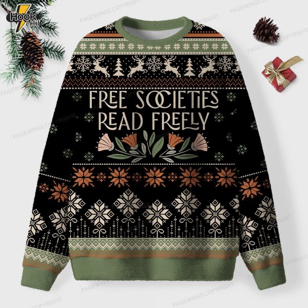 Free Societies Read Freely Unisex Ugly Knit Christmas Sweater