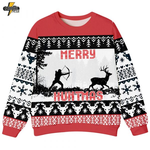 Funny Deer Hunting Merry Huntmas Ugly Sweater