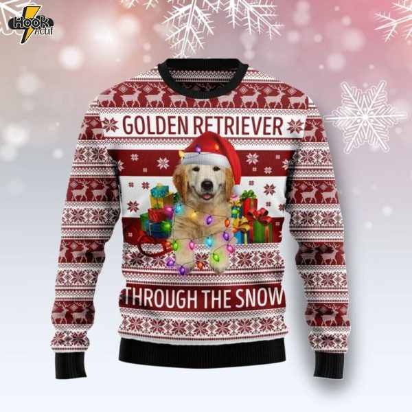 Golden Retriever Through The Snow Ugly Christmas Sweater