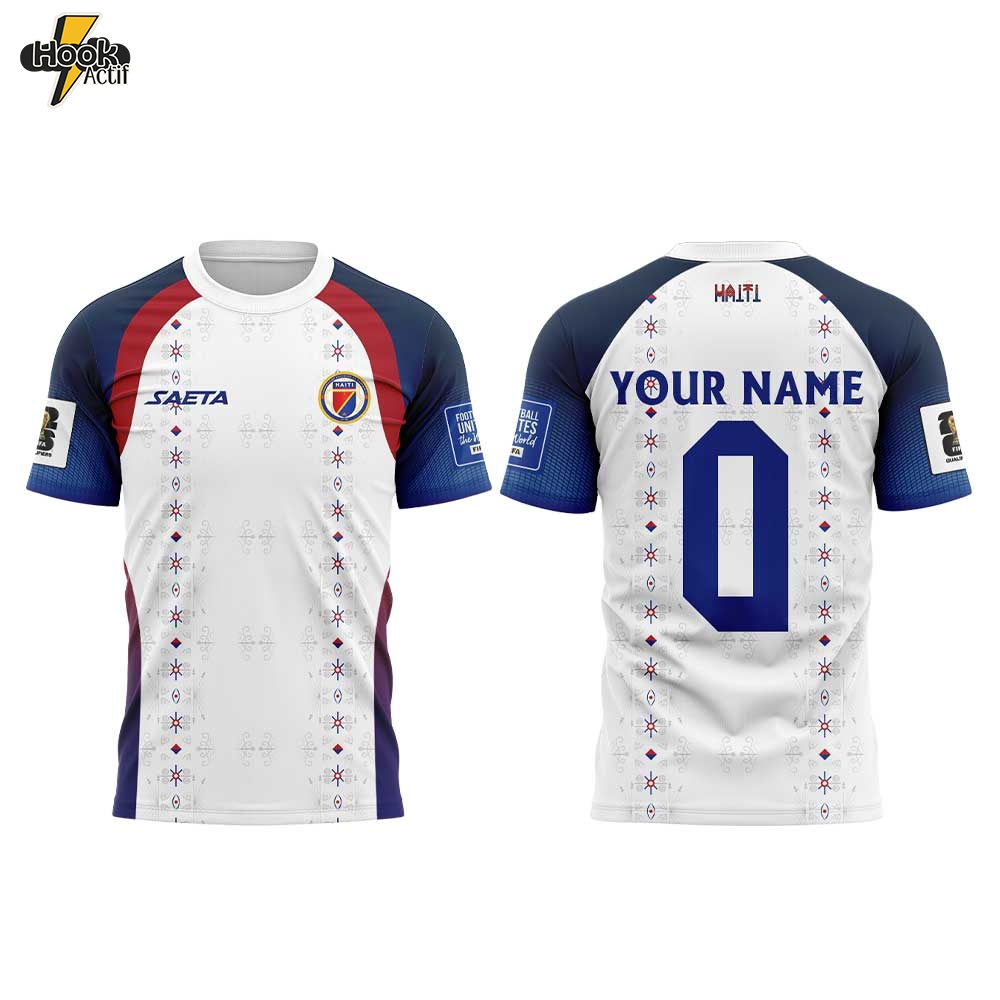 Haïtienne De Football 2026 World Cup Collection Combo White Shirt Custom Name, Number Haïtienne De Football 2026 World Cup Collection Combo White Shirt Custom Name, Number