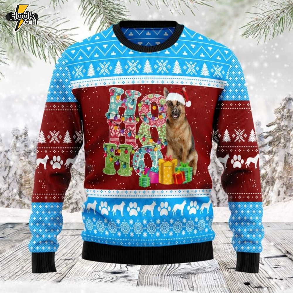 HoHoHo German Shepherd Ugly Christmas Sweater HoHoHo German Shepherd Ugly Christmas Sweater