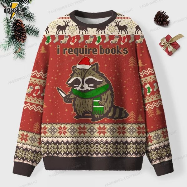 I Require Books Unisex Ugly Knit Christmas Sweater