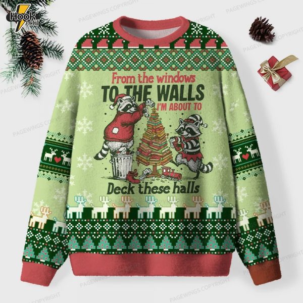 I’m About To Deck These Halls Unisex Ugly Knit Christmas Sweater