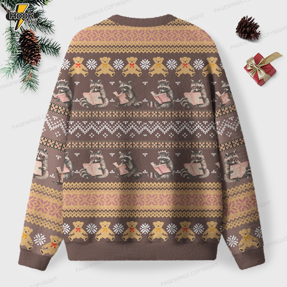 Just A Raccoon Who Likes To Read Unisex Ugly Knit Christmas Sweater Just A Raccoon Who Likes To Read Unisex Ugly Knit Christmas Sweater