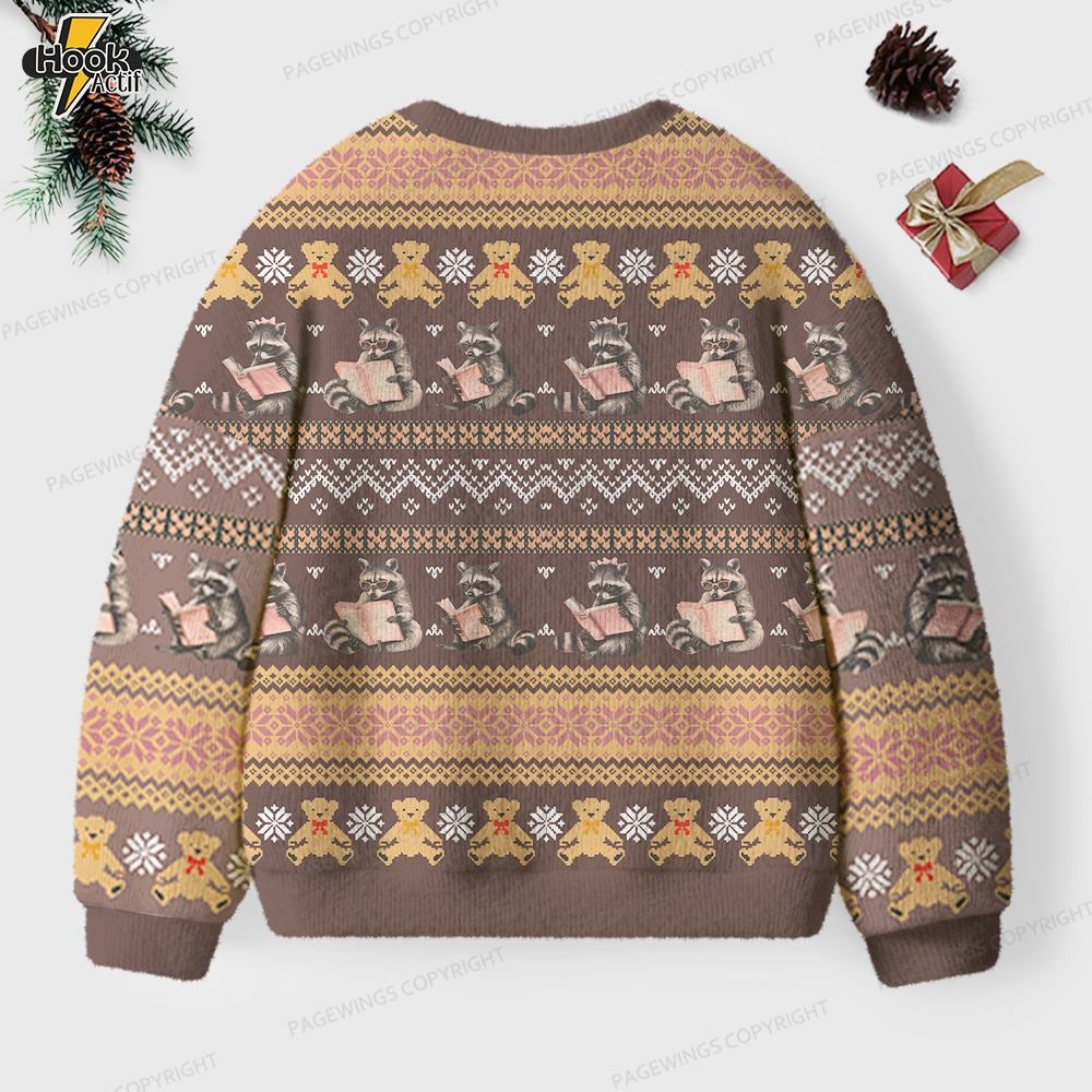 Just A Raccoon Who Likes To Read Unisex Ugly Knit Christmas Sweater Just A Raccoon Who Likes To Read Unisex Ugly Knit Christmas Sweater