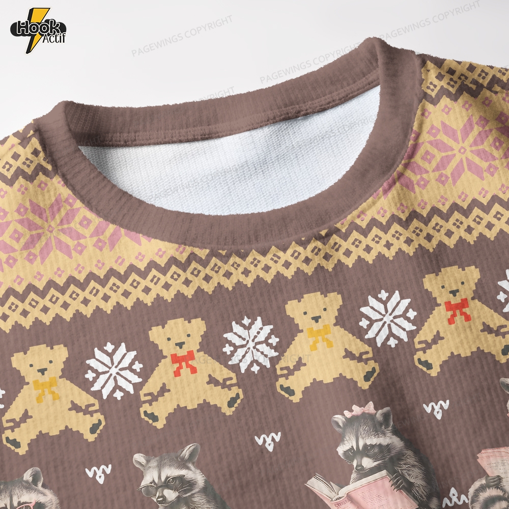 Just A Raccoon Who Likes To Read Unisex Ugly Knit Christmas Sweater Just A Raccoon Who Likes To Read Unisex Ugly Knit Christmas Sweater