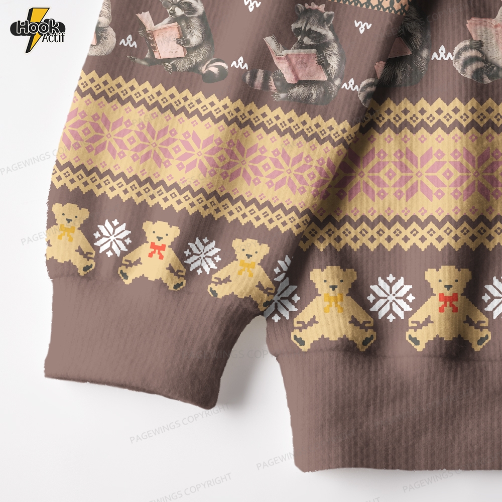 Just A Raccoon Who Likes To Read Unisex Ugly Knit Christmas Sweater Just A Raccoon Who Likes To Read Unisex Ugly Knit Christmas Sweater