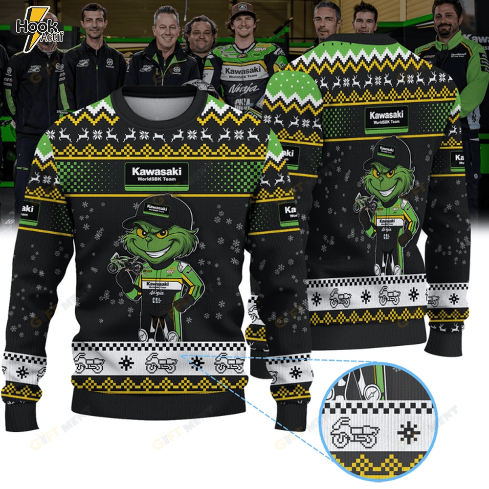 Kawasaki WorldSBK Team × Grinch Ugly Christmas Sweater Kawasaki WorldSBK Team × Grinch Ugly Christmas Sweater