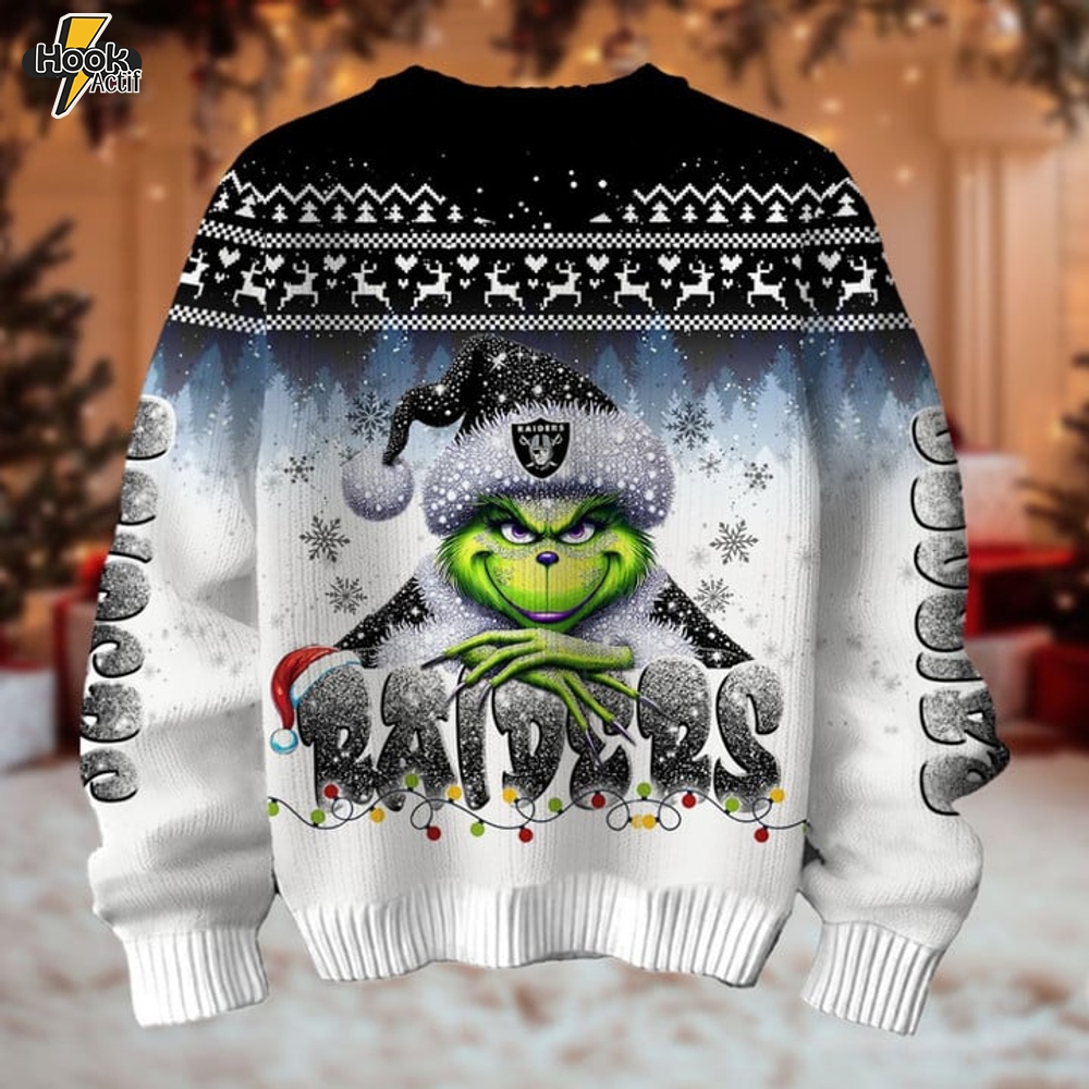 Las Vegas Raiders x Grinch Christmas Sweater Las Vegas Raiders x Grinch Christmas Sweater