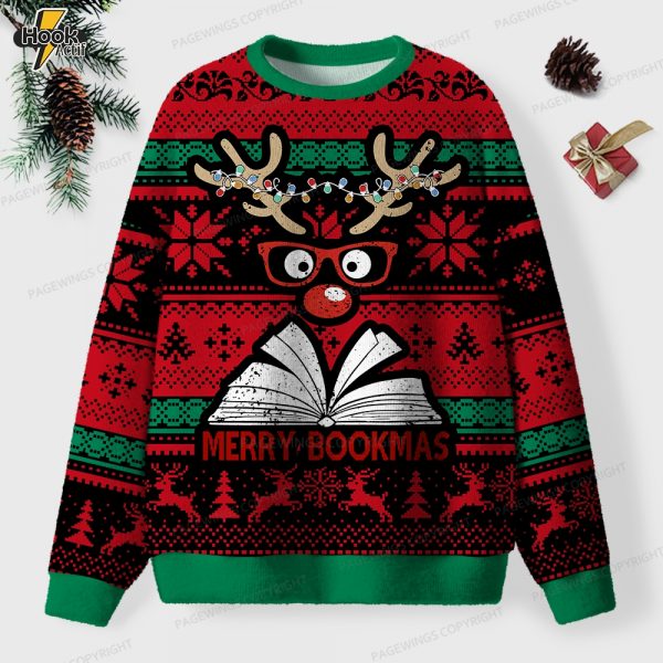 Merry Bookmas Unisex Ugly Knit Christmas Sweater