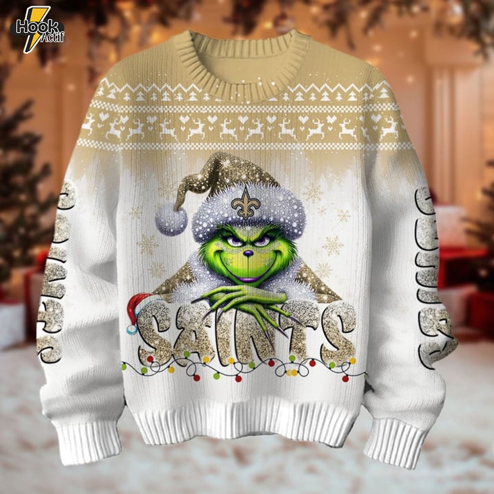 New Orleans Saints x Grinch Christmas Sweater New Orleans Saints x Grinch Christmas Sweater