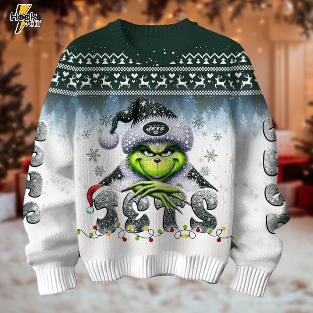 New York Jets x Grinch Christmas Sweater New York Jets x Grinch Christmas Sweater