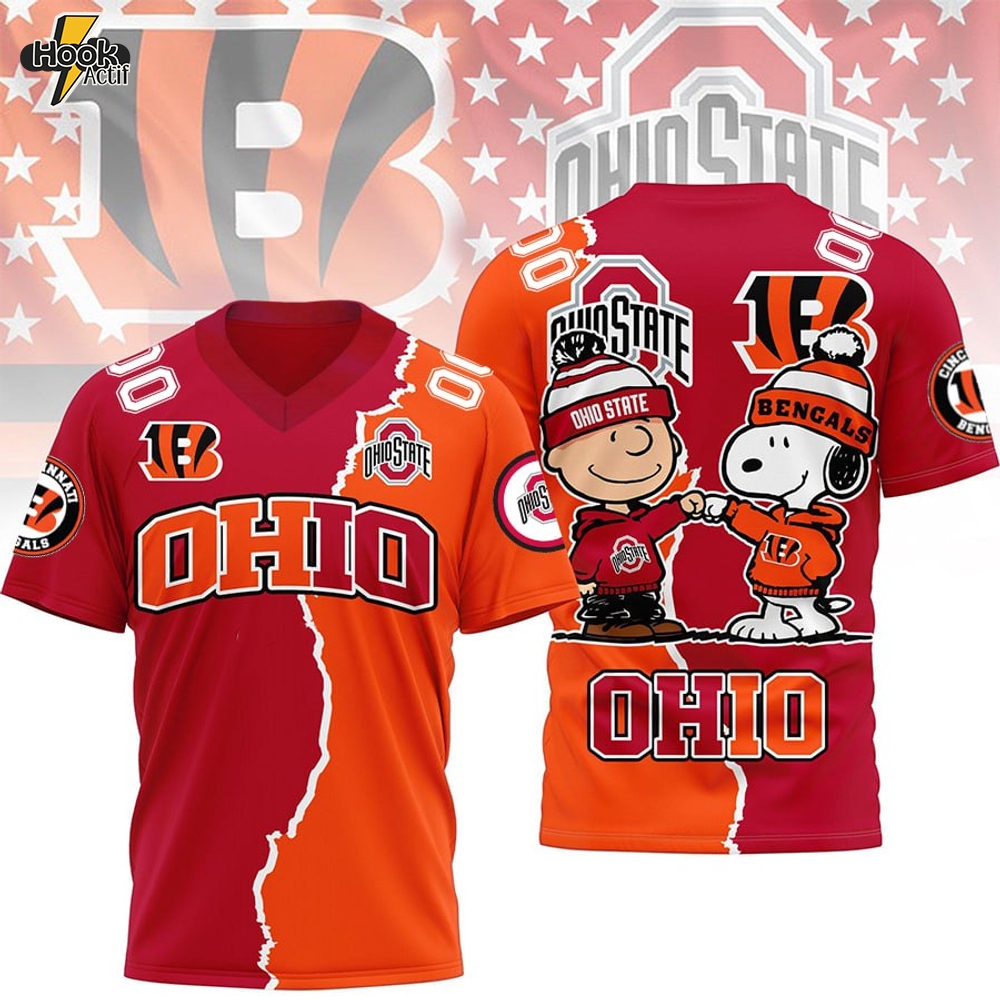 Ohio State Buckeyes x Cincinnati Bengals Snoopy-V-neck Short Sleeve Jersey Ohio State Buckeyes x Cincinnati Bengals Snoopy-V-neck Short Sleeve Jersey