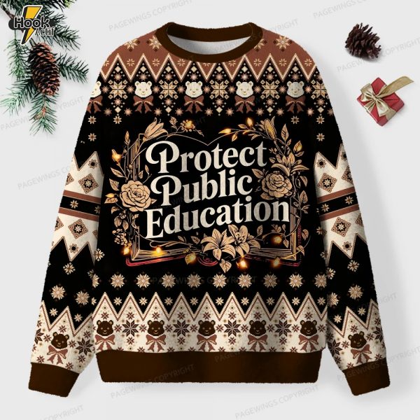 Protect Public Education Unisex Ugly Knit Christmas Sweater