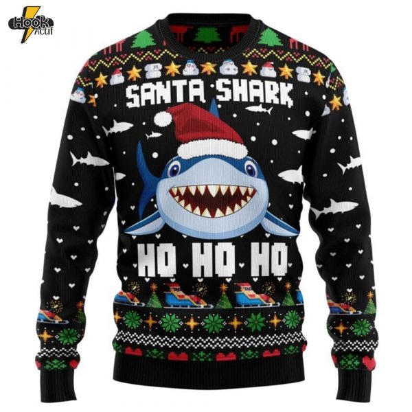 Santa Shark Ho Ho Ho Ugly Christmas Sweater