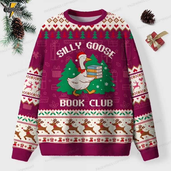 Silly Goose Book Club Unisex Ugly Knit Christmas Sweater