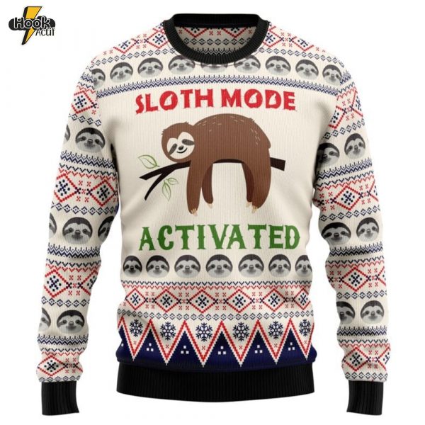 Sloth Mode Activated Ugly Christmas Sweater