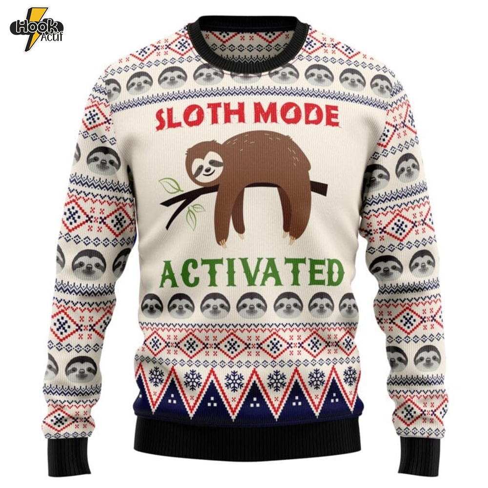 Sloth Mode Activated Ugly Christmas Sweater Sloth Mode Activated Ugly Christmas Sweater