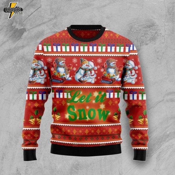 Snowman Let It Snow Ugly Christmas Sweater