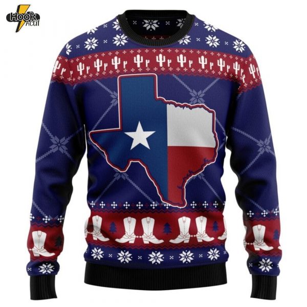 Texas Map Symbols Pattern Ugly Christmas Sweater