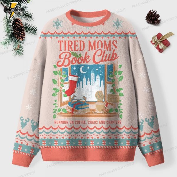Tired Moms Book Club Unisex Ugly Knit Christmas Sweater