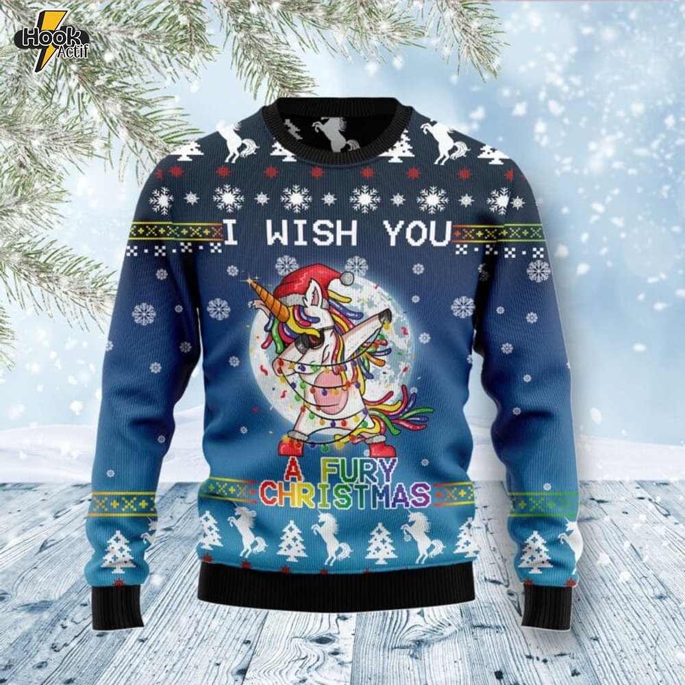 Unicorn Fury Ugly Christmas Sweater Unicorn Fury Ugly Christmas Sweater