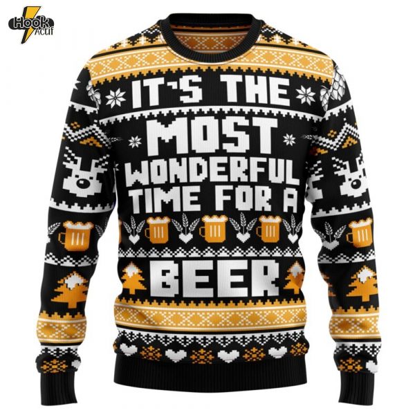 Wonderful Time For A Beer Ugly Christmas Sweater