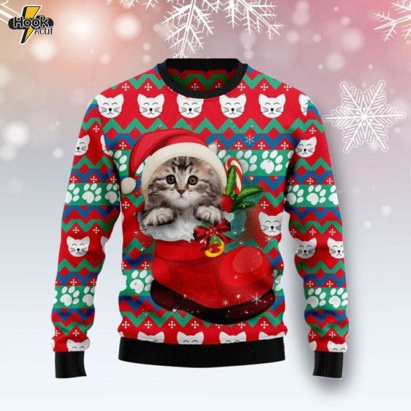 Cat Socks Ugly Christmas Sweater