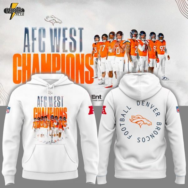 Denver Broncos 2025 AFC West Champions White Hoodie