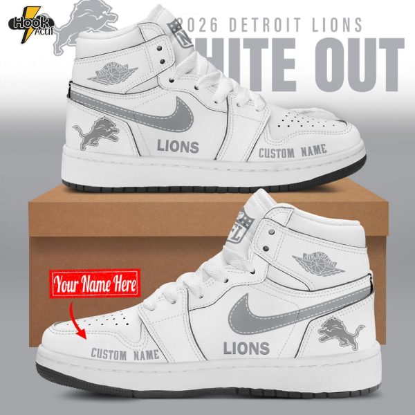 Detroit Lions White Out Limited Edition AJ1 Sneakers