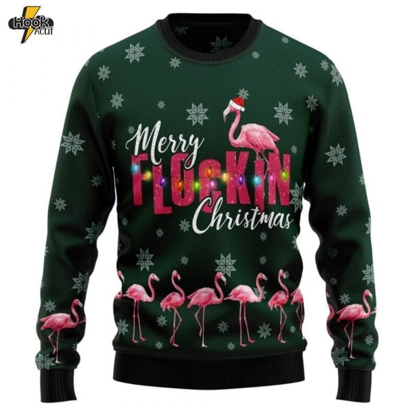 Flamingo Merry Flockin Christmas Ugly Christmas Sweater