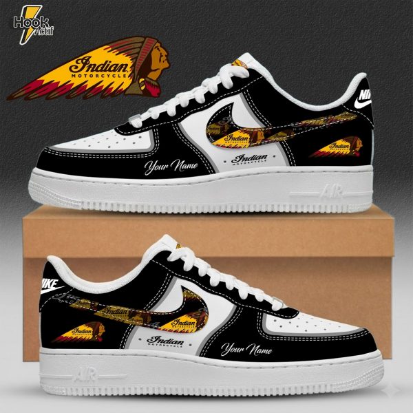 Indian Motorcycle Custom Name Multicolor Fashion Casual AF1 Sneakers - Black