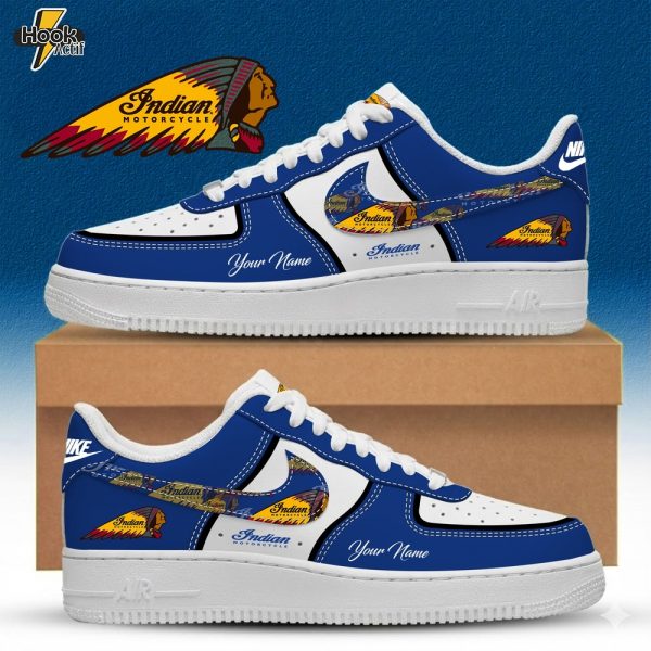 Indian Motorcycle Custom Name Multicolor Fashion Casual AF1 Sneakers - Blue