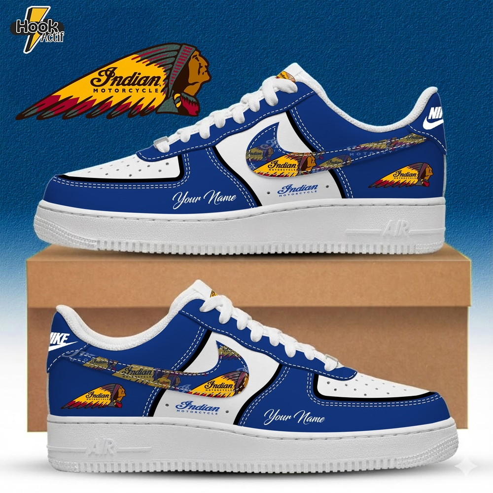 Indian Motorcycle Custom Name Multicolor Fashion Casual AF1 Sneakers - Blue Indian Motorcycle Custom Name Multicolor Fashion Casual AF1 Sneakers - Blue