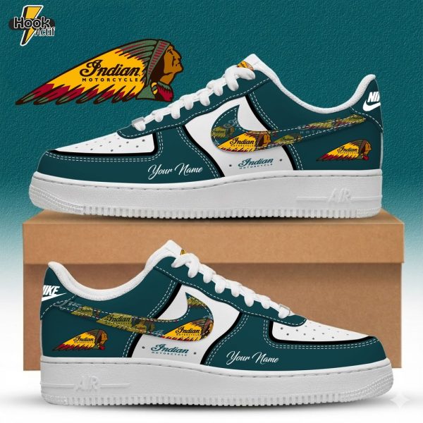Indian Motorcycle Custom Name Multicolor Fashion Casual AF1 Sneakers - Green