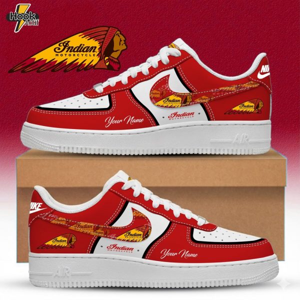 Indian Motorcycle Custom Name Multicolor Fashion Casual AF1 Sneakers - Red