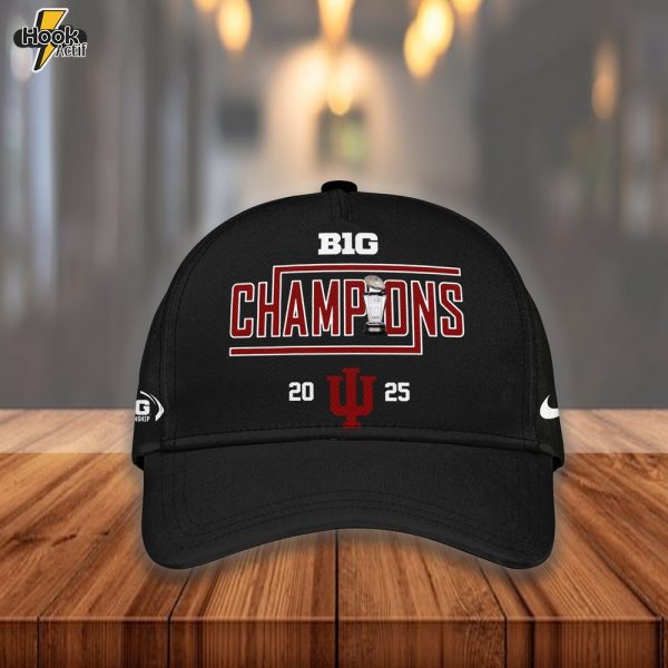 Indiana Hoosiers Football – 2025 CHAMPIONS Big10 Football Special Limited Edition Cap - Black