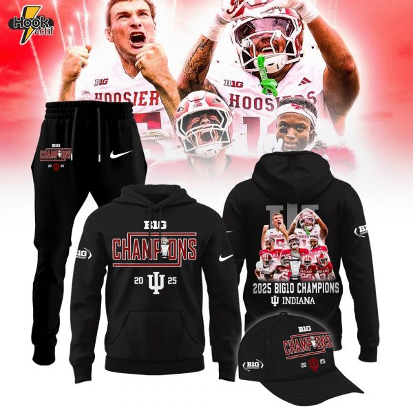 Indiana Hoosiers Football – 2025 CHAMPIONS Big10 Football Special Limited Edition Combo - Black