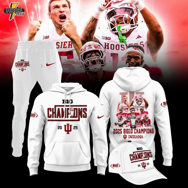 Indiana Hoosiers Football – 2025 CHAMPIONS Big10 Football Special Limited Edition Combo - White