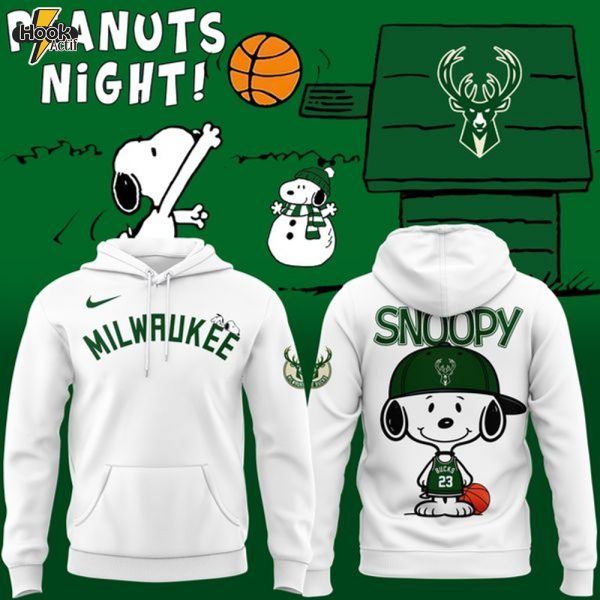 Limited Edition Milwaukee Bucks x Peanuts Night White Hoodie
