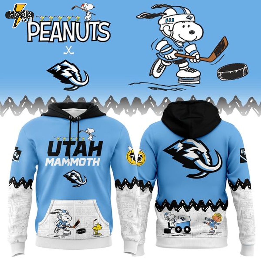 Limited Edition Utah Mammoth '' Peanuts Night '' Snoopy Hoodie Limited Edition Utah Mammoth '' Peanuts Night '' Snoopy Hoodie