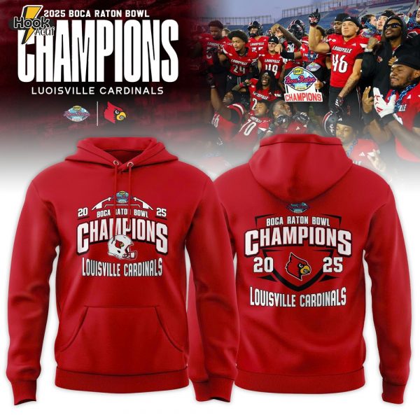 Louisville Cardinals 2025 Boca Raton Bowl Champions Hoodie