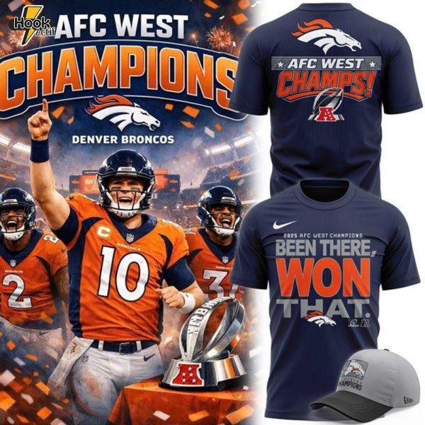Men's Nike Navy Denver Broncos 2025 AFC West Division Champions Locker Room Trophy CollectionT-Shirt
