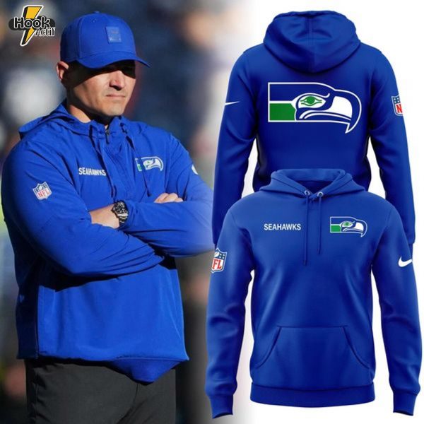 Men's Seattle Seahawks Nike Blue 2025 Throwback Sideline Hoodie