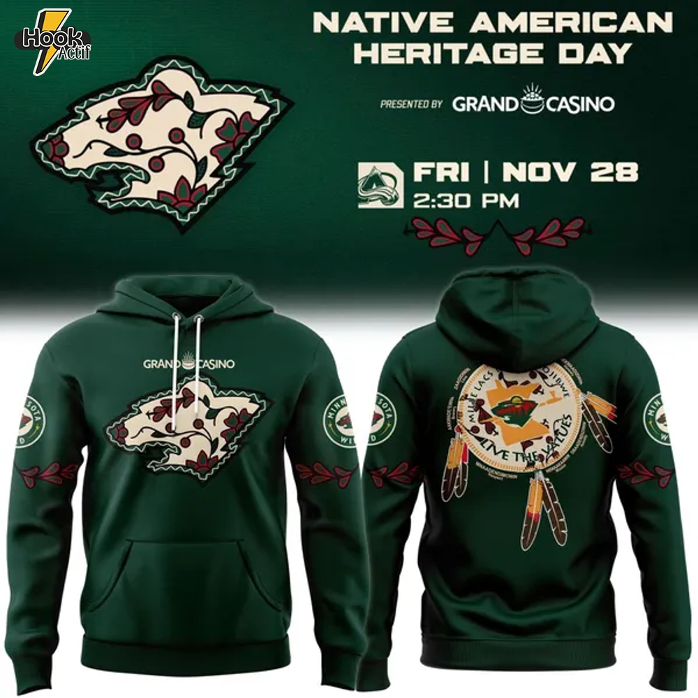 Minnesota Wild x Mille Lacs Band of Ojibwe and Grand Casino Native American Heritage Day 2025 Hoodie Minnesota Wild x Mille Lacs Band of Ojibwe and Grand Casino Native American Heritage Day 2025 Hoodie