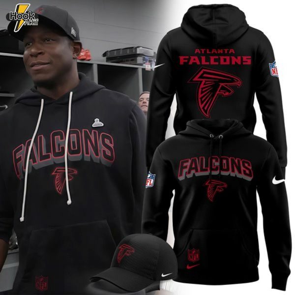 NFL 2025 Atlanta Falcons Black Premium Pullover Hoodie