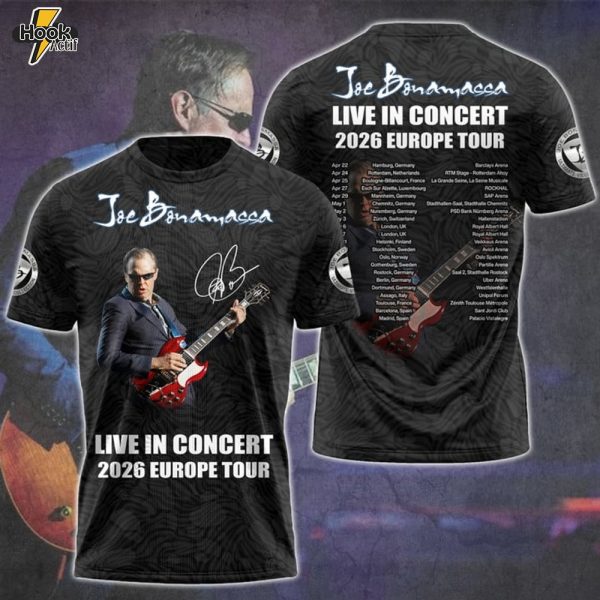 New Limited Edition Joe Bonamassa Tour 2026 3D T-Shirt